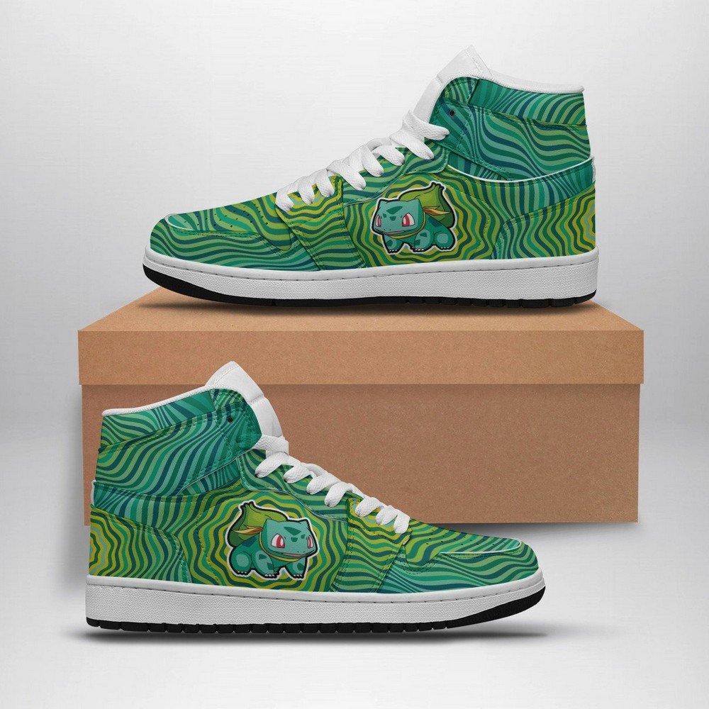 Ideafootwear Bulbasaur Trippy Pokemon AJ1 High Sneakers Shoes For Men And Women
