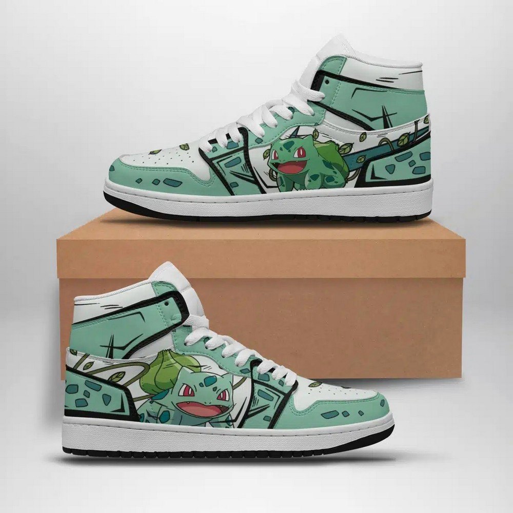 Ideafootwear Bulbasaur V3 Pokemon AJ1 High Sneakers Shoes For Men And Women