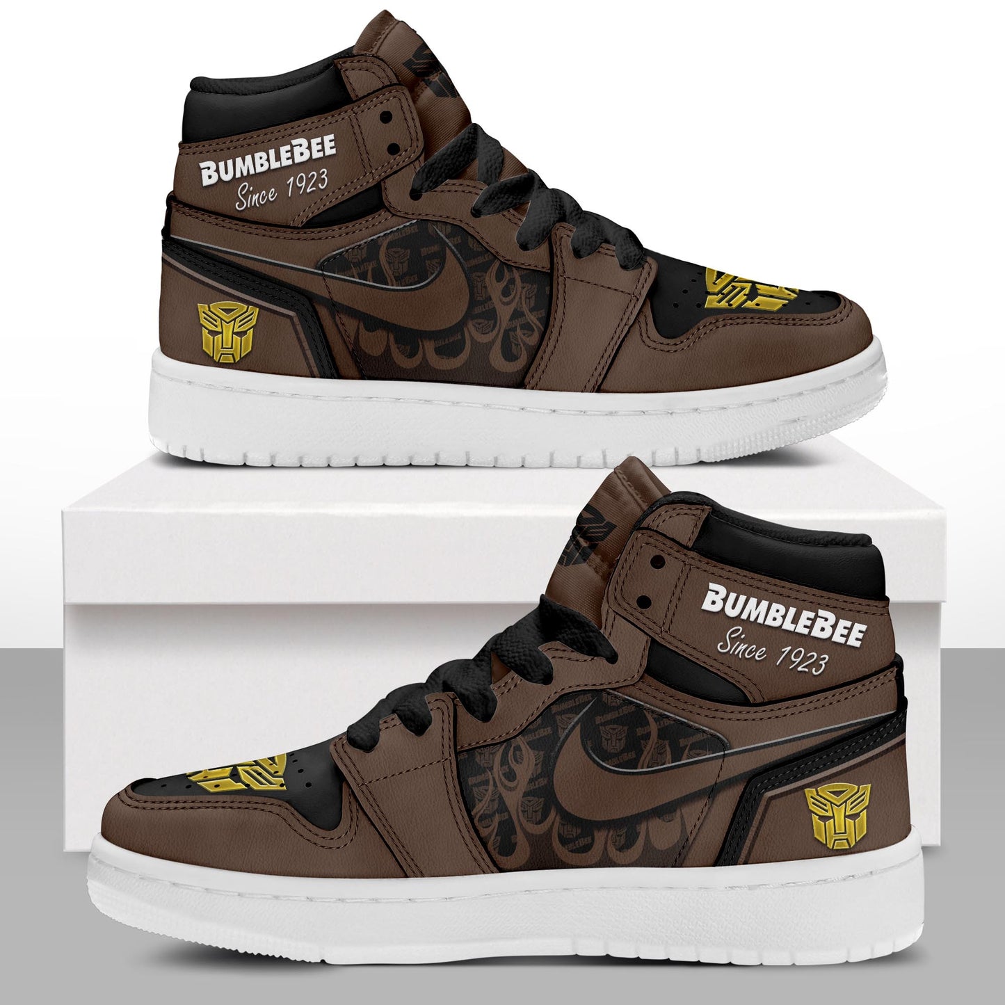Ideafootwear Bumblebee AJ1 High Sneakers Shoes For Men And Women