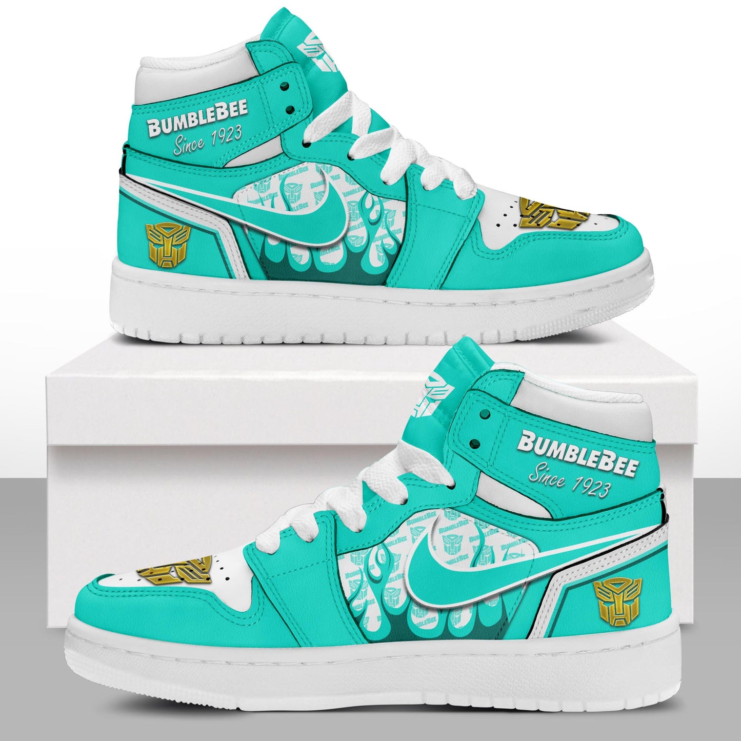 Ideafootwear Bumblebee AJ1 High Sneakers Shoes For Men And Women