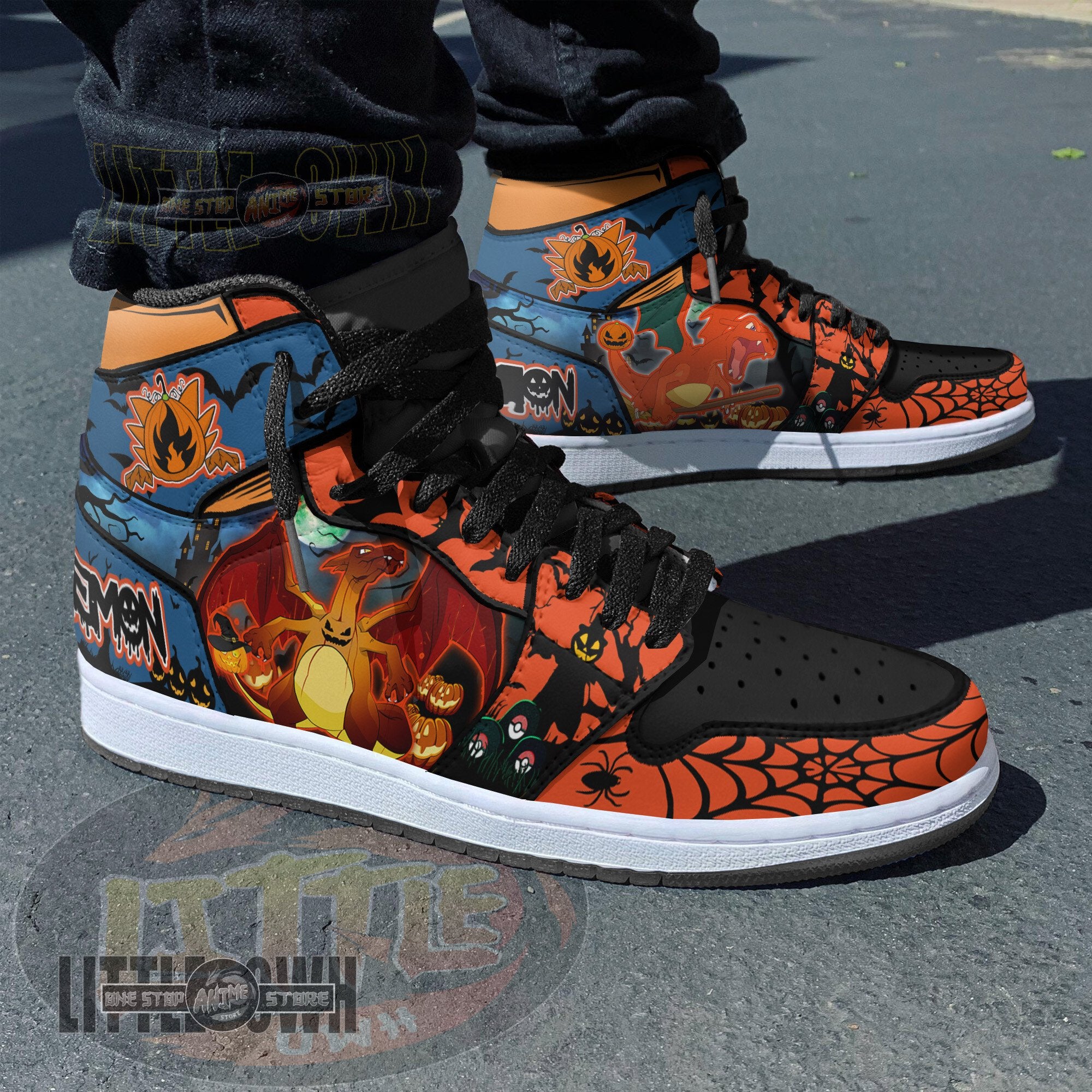 Ideafootwear Charizard AJ1 High Sneakers Shoes For Men And Women