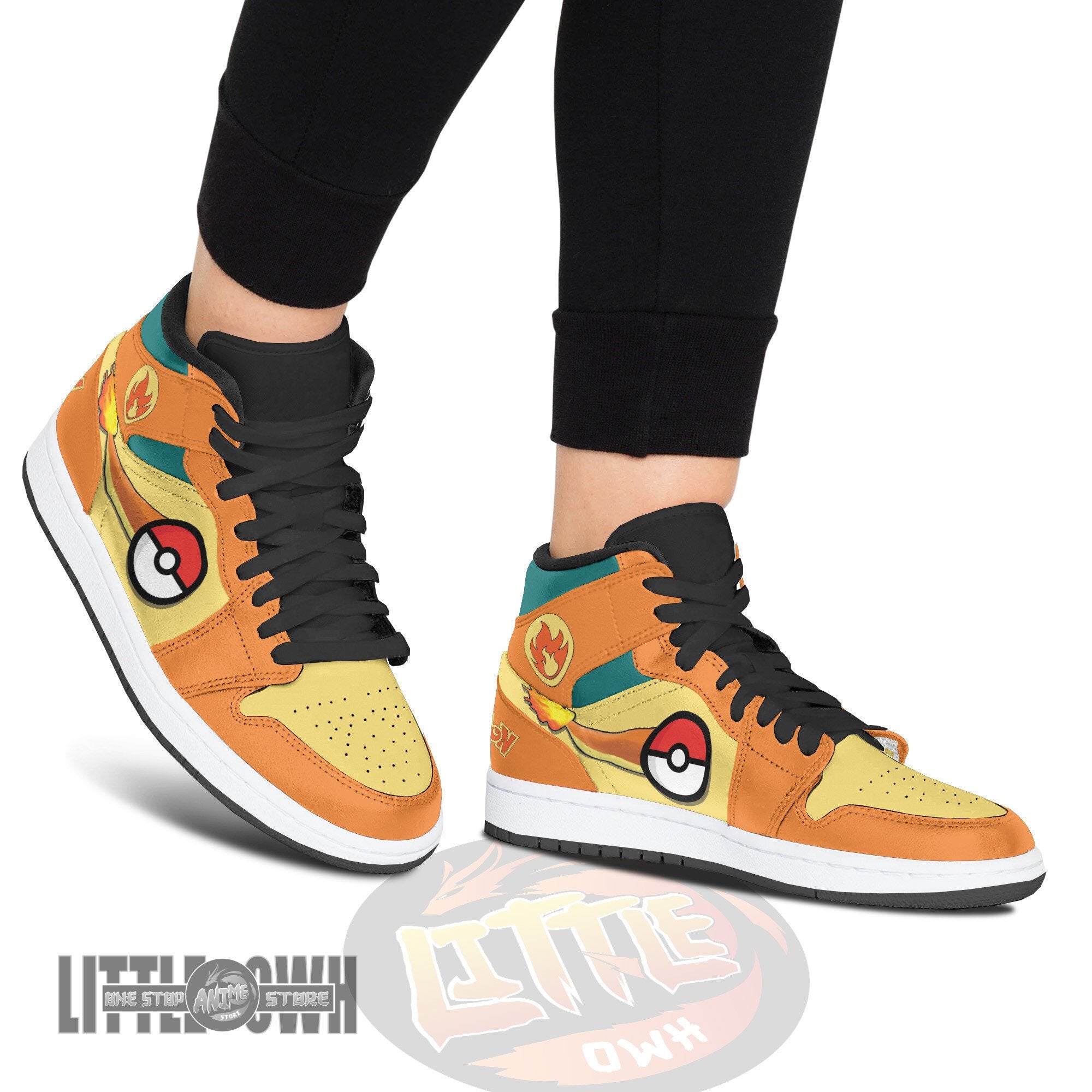 Ideafootwear Charizard AJ1 High Sneakers Shoes For Men And Women