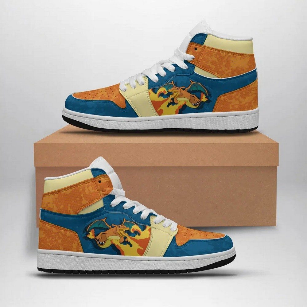 Ideafootwear Charizard Attack Pokemon AJ1 High Sneakers Shoes For Men And Women