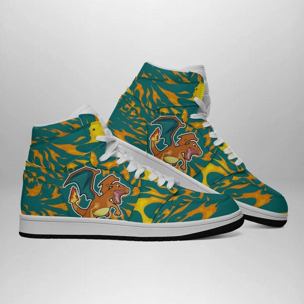 Ideafootwear Charizard Trippy Pokemon AJ1 High Sneakers Shoes For Men And Women