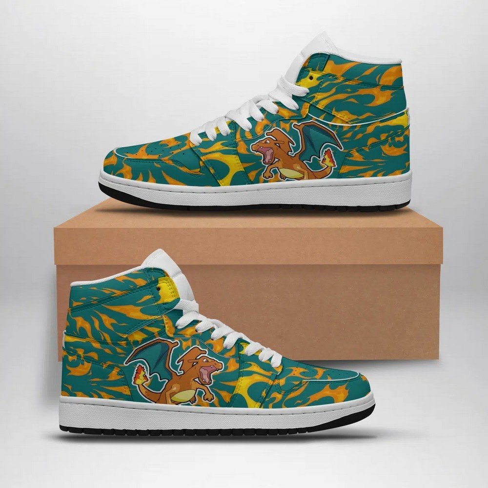 Ideafootwear Charizard Trippy Pokemon AJ1 High Sneakers Shoes For Men And Women