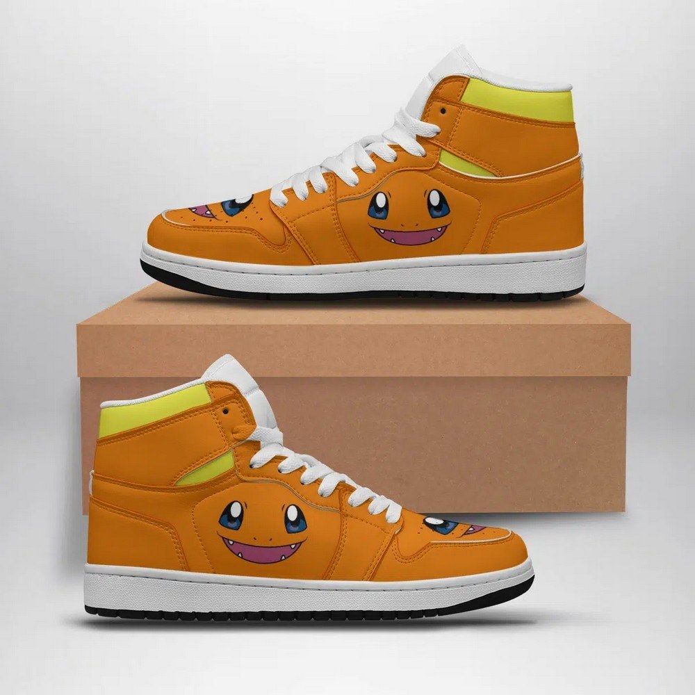 Ideafootwear Charmander Face Pokemon AJ1 High Sneakers Shoes For Men And Women