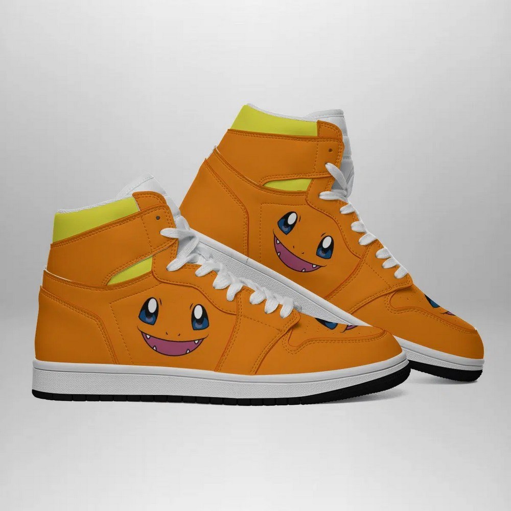 Ideafootwear Charmander Face Pokemon AJ1 High Sneakers Shoes For Men And Women