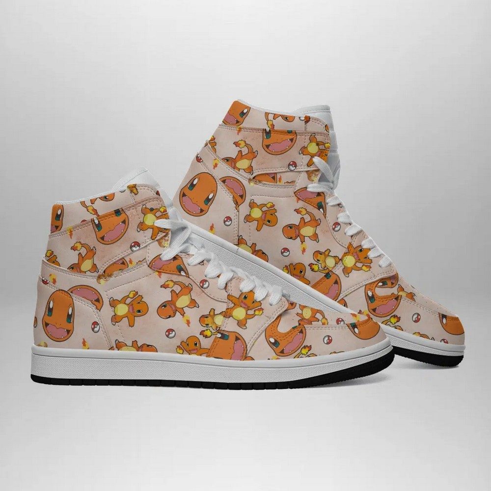 Ideafootwear Charmander Pattern Pokemon AJ1 High Sneakers Shoes For Men And Women