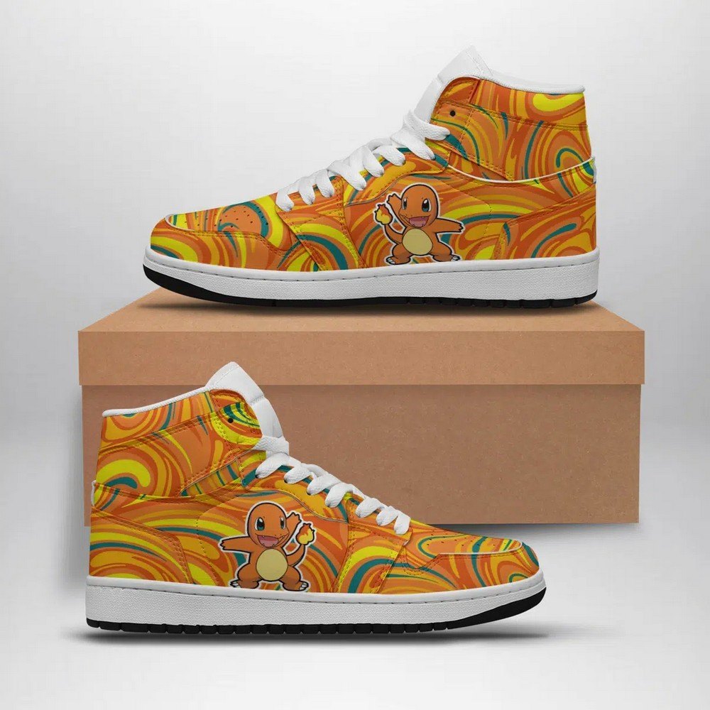 Ideafootwear Charmander Trippy Pokemon AJ1 High Sneakers Shoes For Men And Women