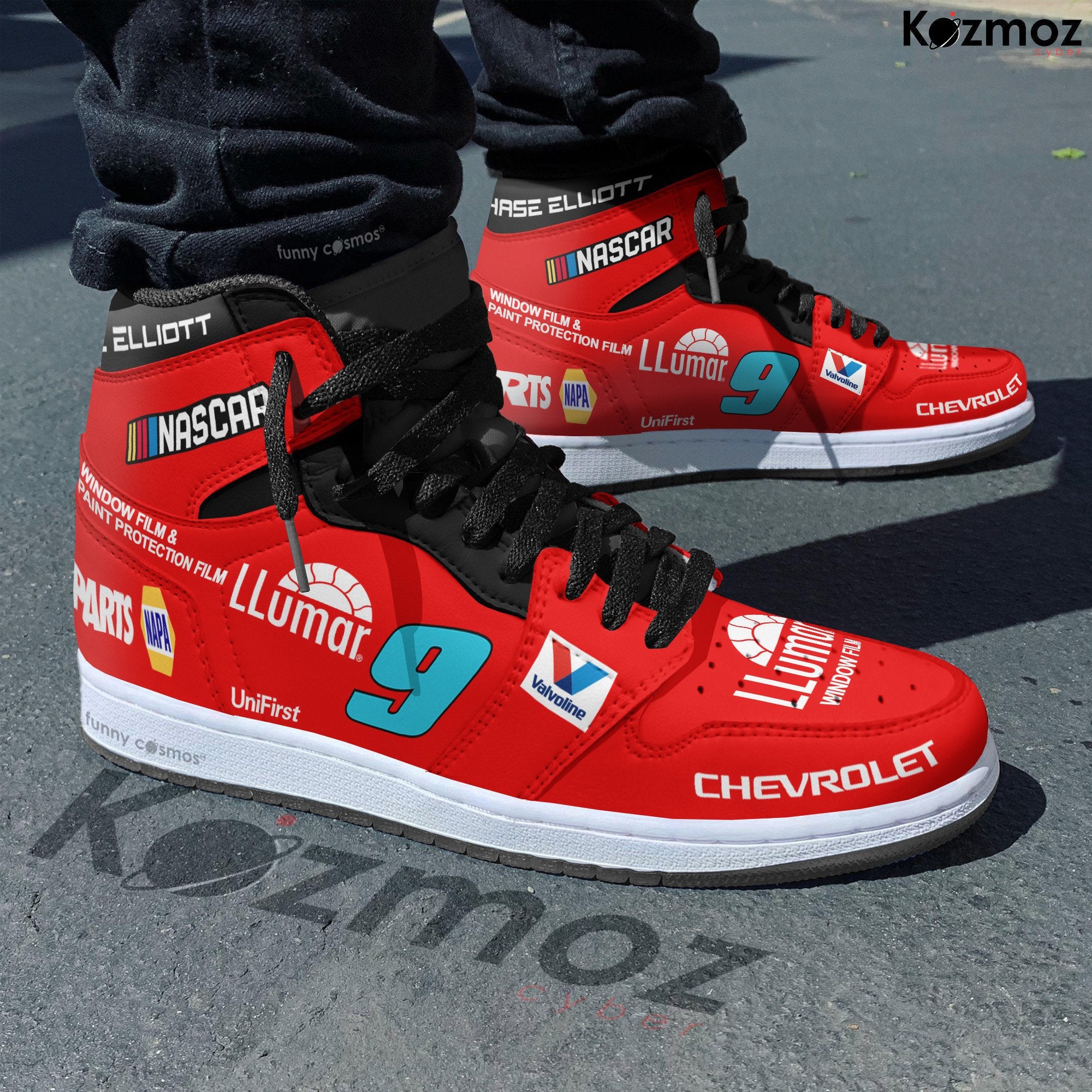 Ideafootwear Chase Elliott AJ1 High Sneakers Shoes For Men And Women