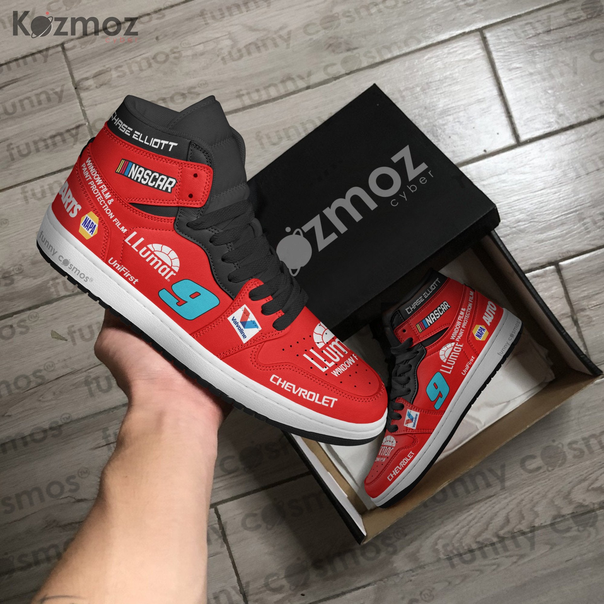 Ideafootwear Chase Elliott AJ1 High Sneakers Shoes For Men And Women