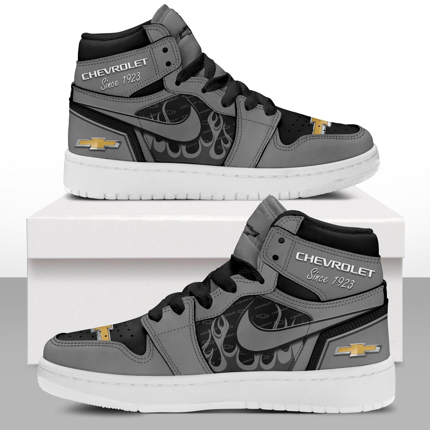 Ideafootwear Chevrolet AJ1 High Sneakers Shoes For Men And Women