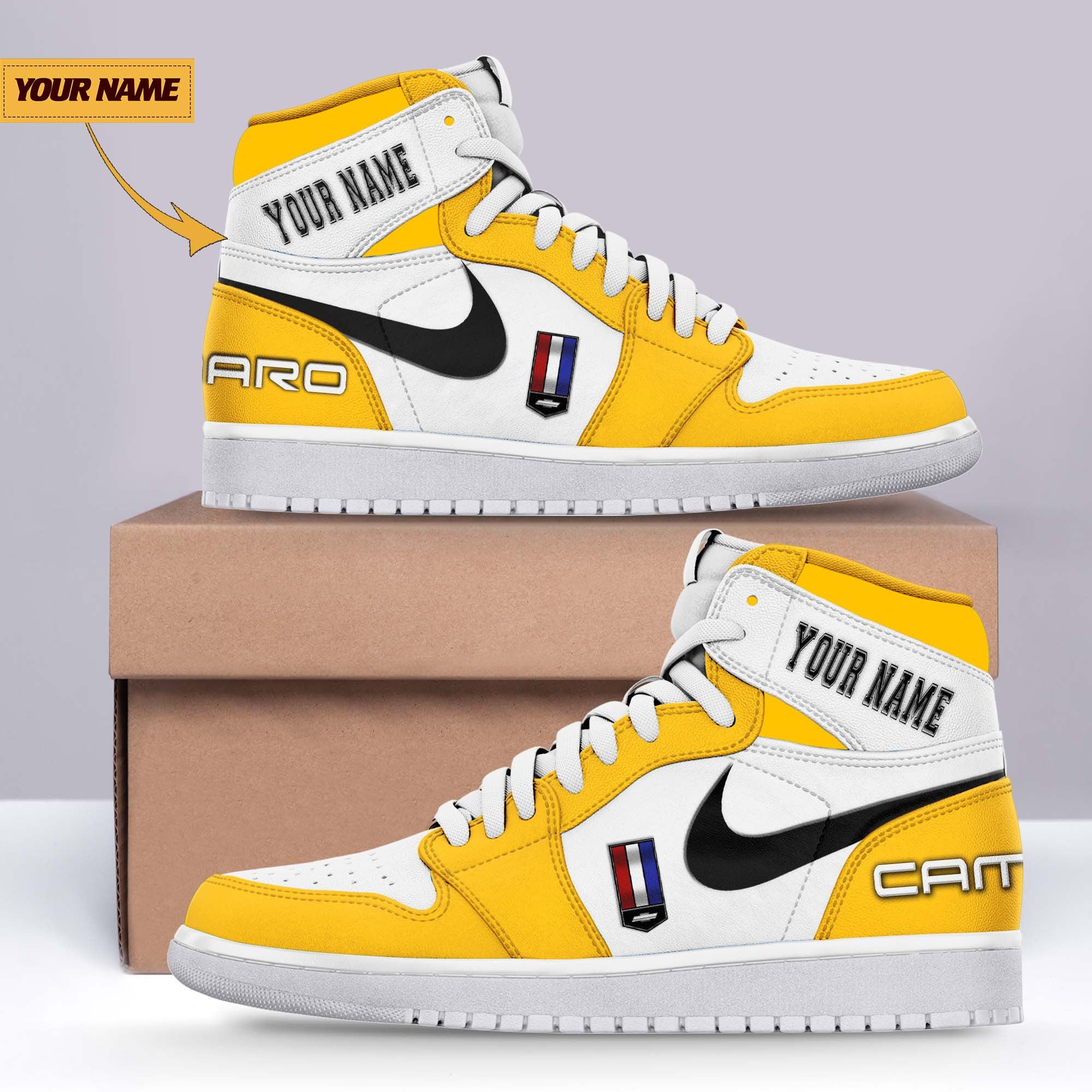 Ideafootwear Chevrolet Camaro AJ1 High Sneakers Shoes For Men And Women