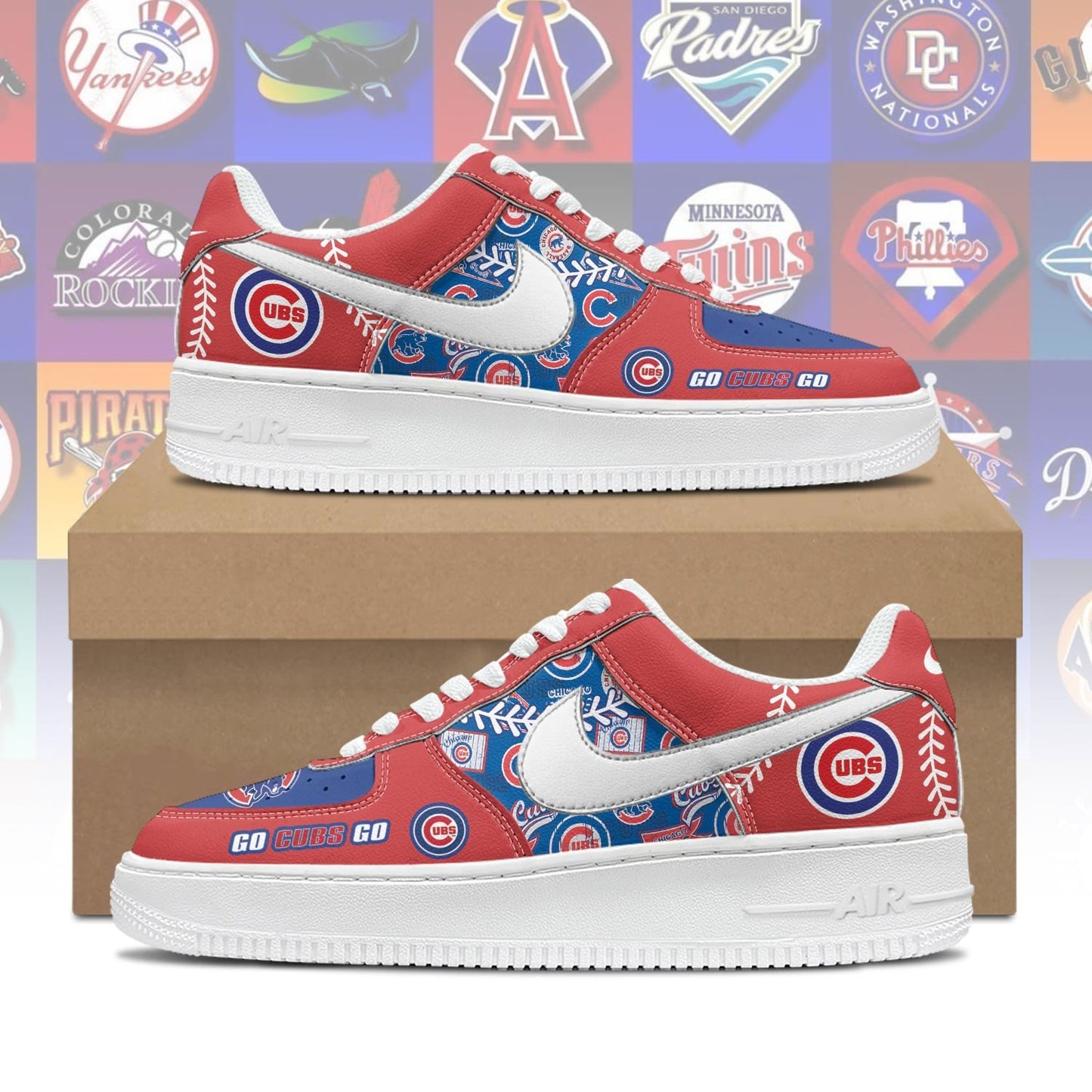 Ideafootwear Chicago Cubs Air Low-Top Sneakers Shoes For Men And Women 1
