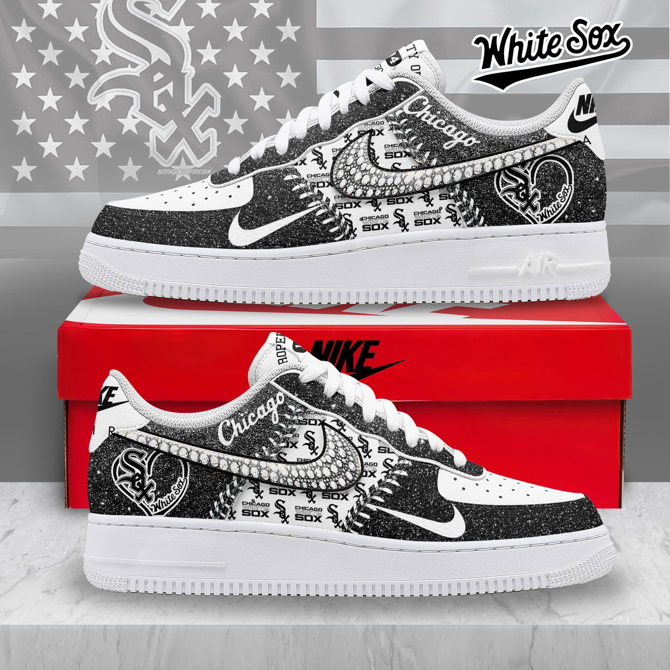 Ideafootwear Chicago White Sox Air Low-Top Sneakers Shoes For Men And Women 2