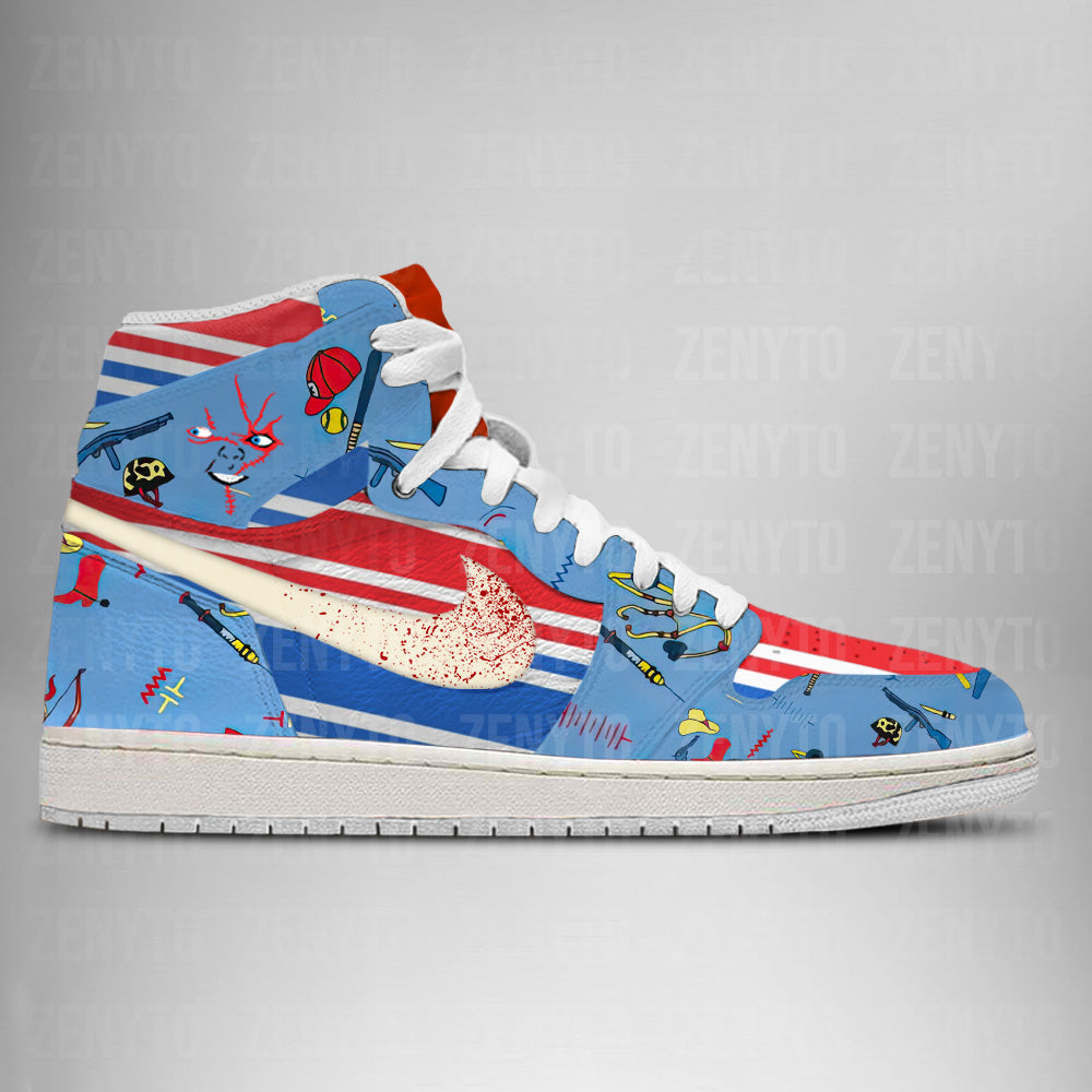 Ideafootwear Chucky Halloween AJ1 High Sneakers Shoes For Men And Women