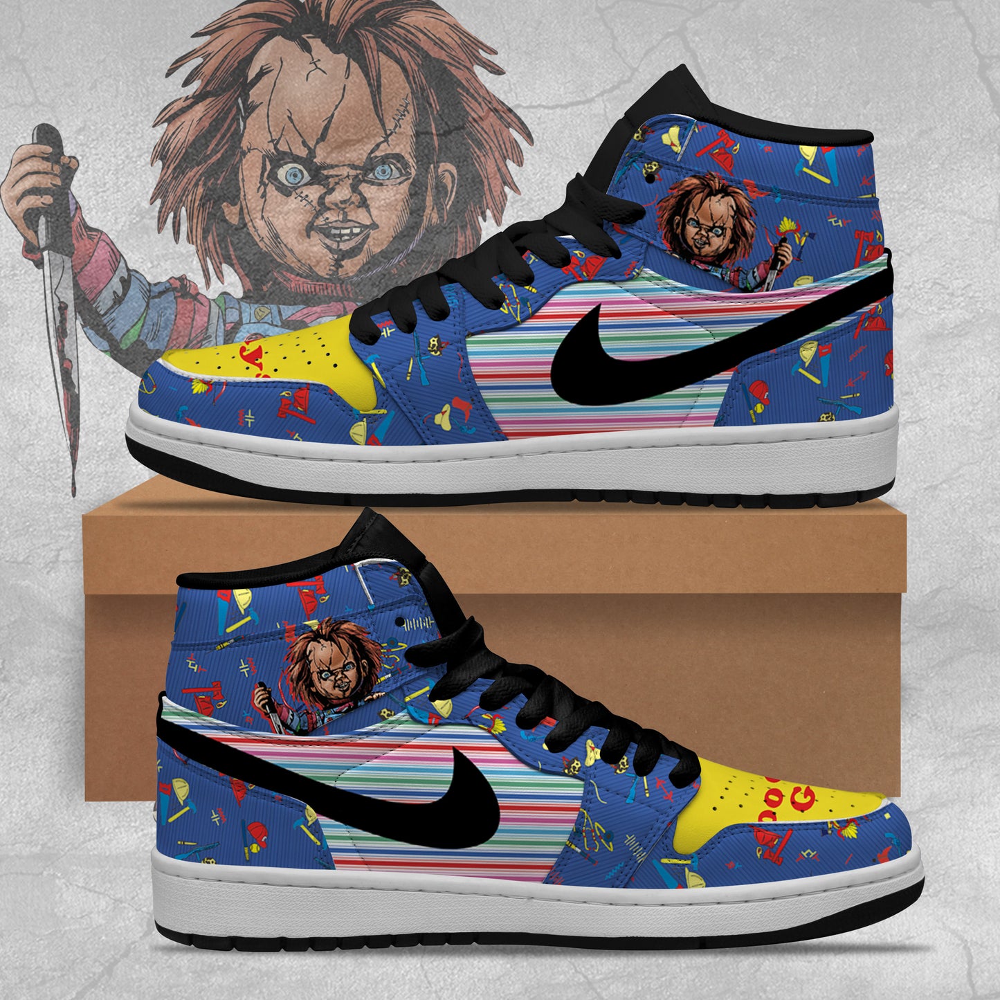 Ideafootwear Chucky Halloween AJ1 High Sneakers Shoes For Men And Women