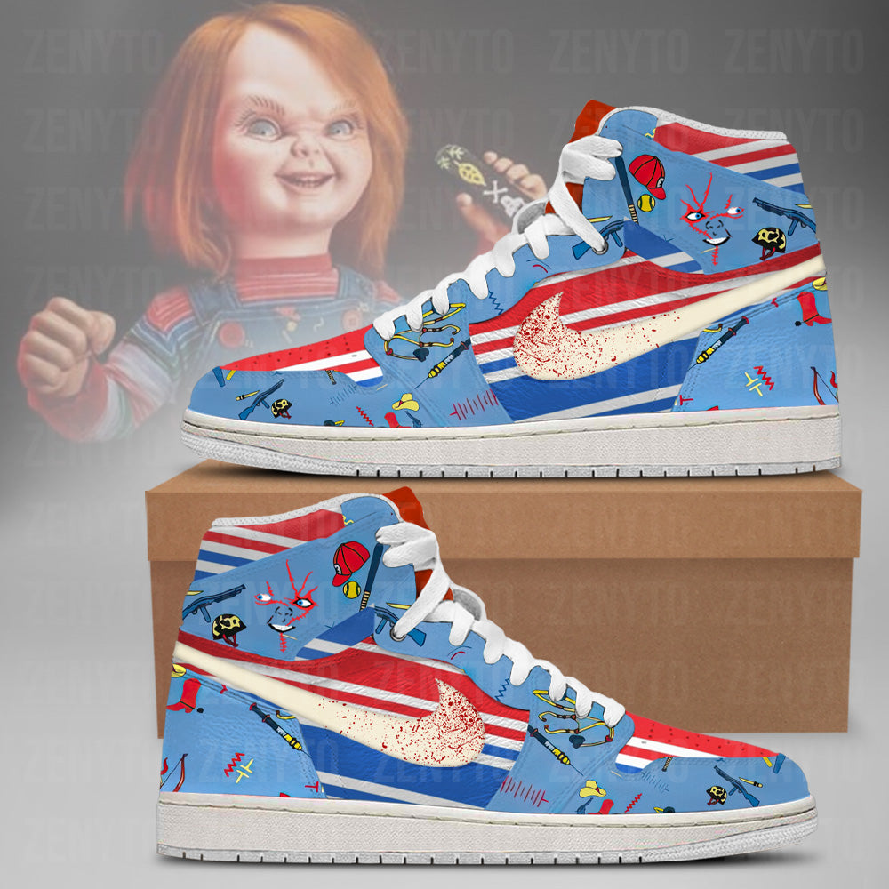 Ideafootwear Chucky Halloween AJ1 High Sneakers Shoes For Men And Women
