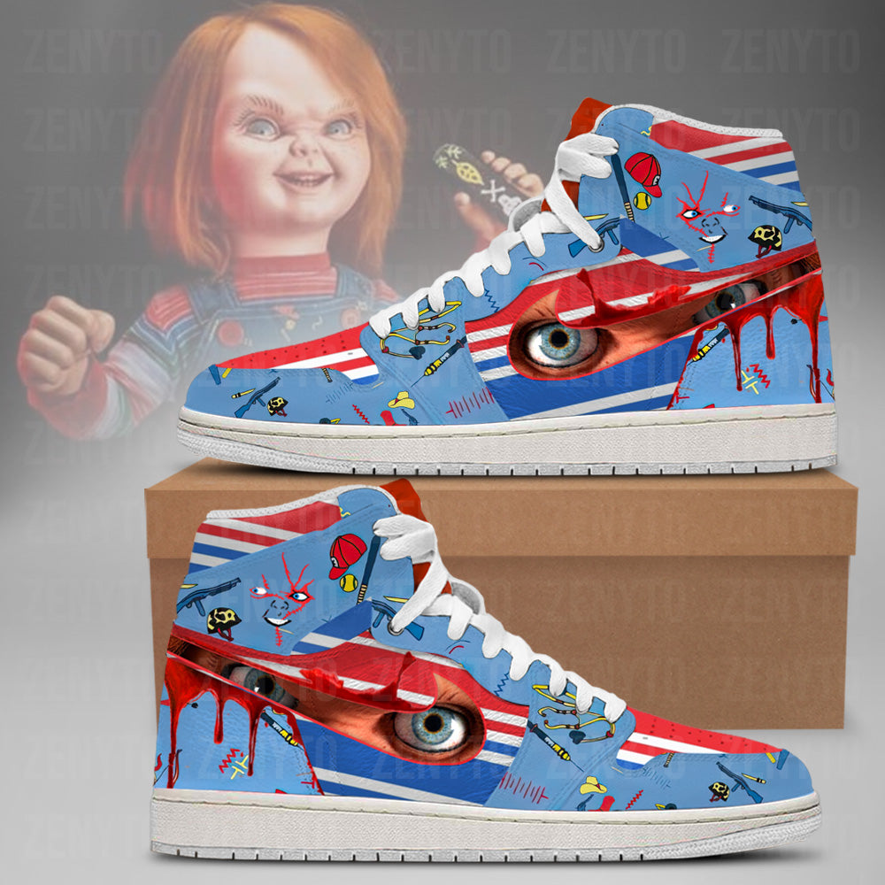 Ideafootwear Chucky Halloween V4 AJ1 High Sneakers Shoes For Men And Women