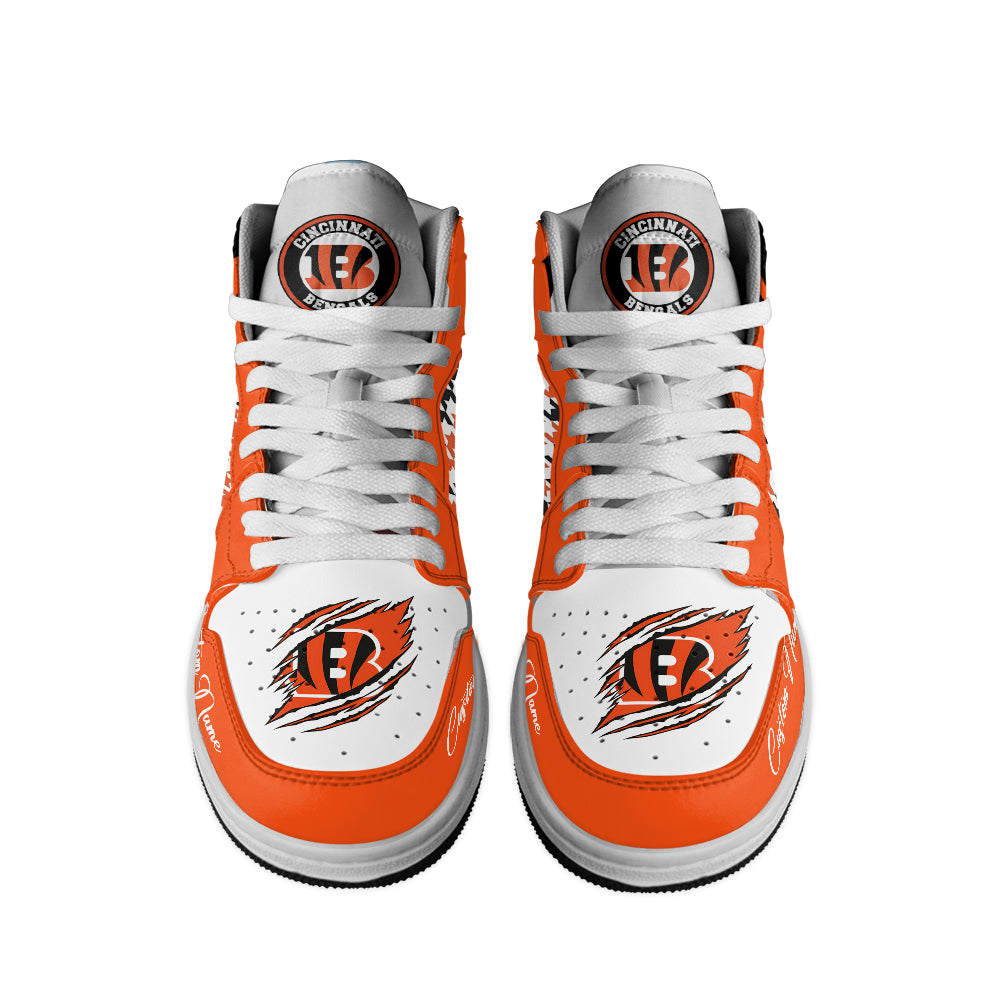 Ideafootwear Cincinnati Bengals AJ1 High Sneakers Shoes For Men And Women