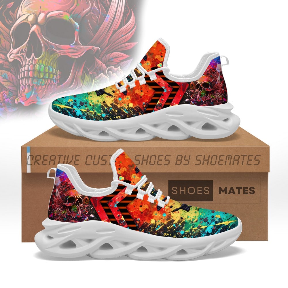 Ideafootwear Colorful Skull Max Soul Shoes Sneakers For Men And Women