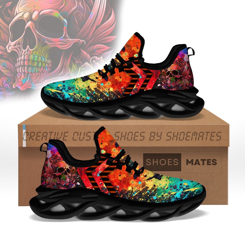 Ideafootwear Colorful Skull Max Soul Shoes Sneakers For Men And Women