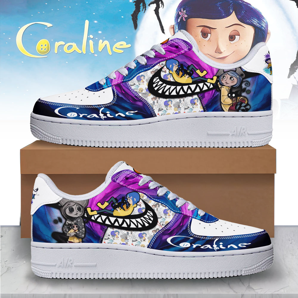 Ideafootwear Coraline x Halloween Air Low-Top Sneakers Shoes For Men And Women 1