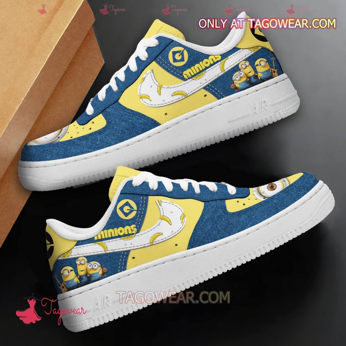 Ideafootwear Cute Minion Air Low-Top Sneakers Shoes For Men And Women 2