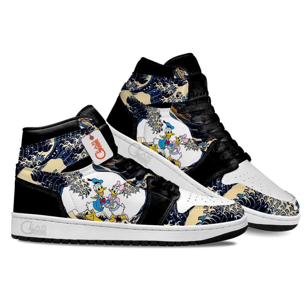 Ideafootwear Daisy and Donald AJ1 High Sneakers Shoes For Men And Women