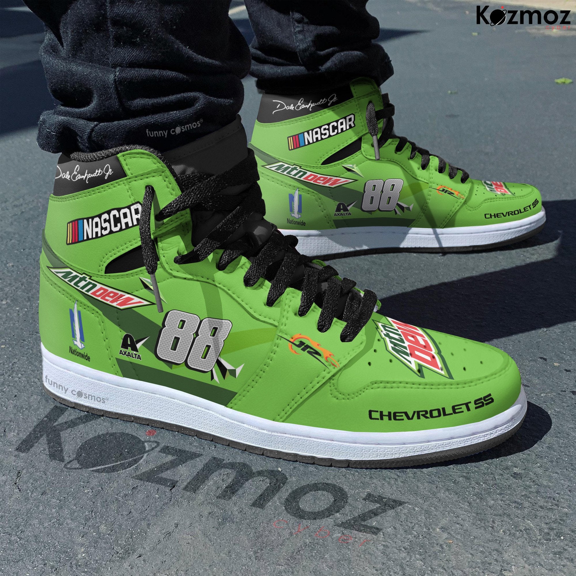 Ideafootwear Dale Earnhardt AJ1 High Sneakers Shoes For Men And Women