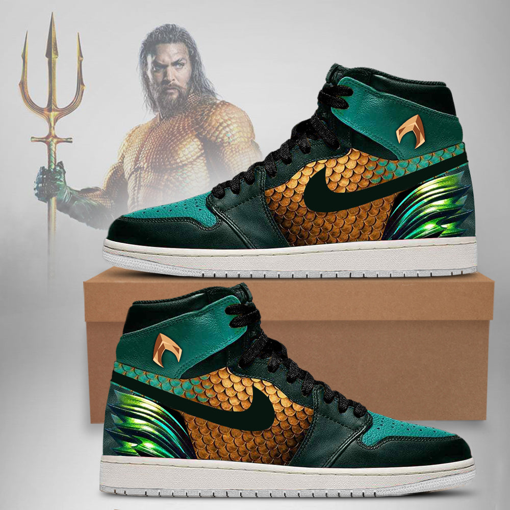 Ideafootwear DC Justice League Aquaman AJ1 High Sneakers Shoes For Men And Women