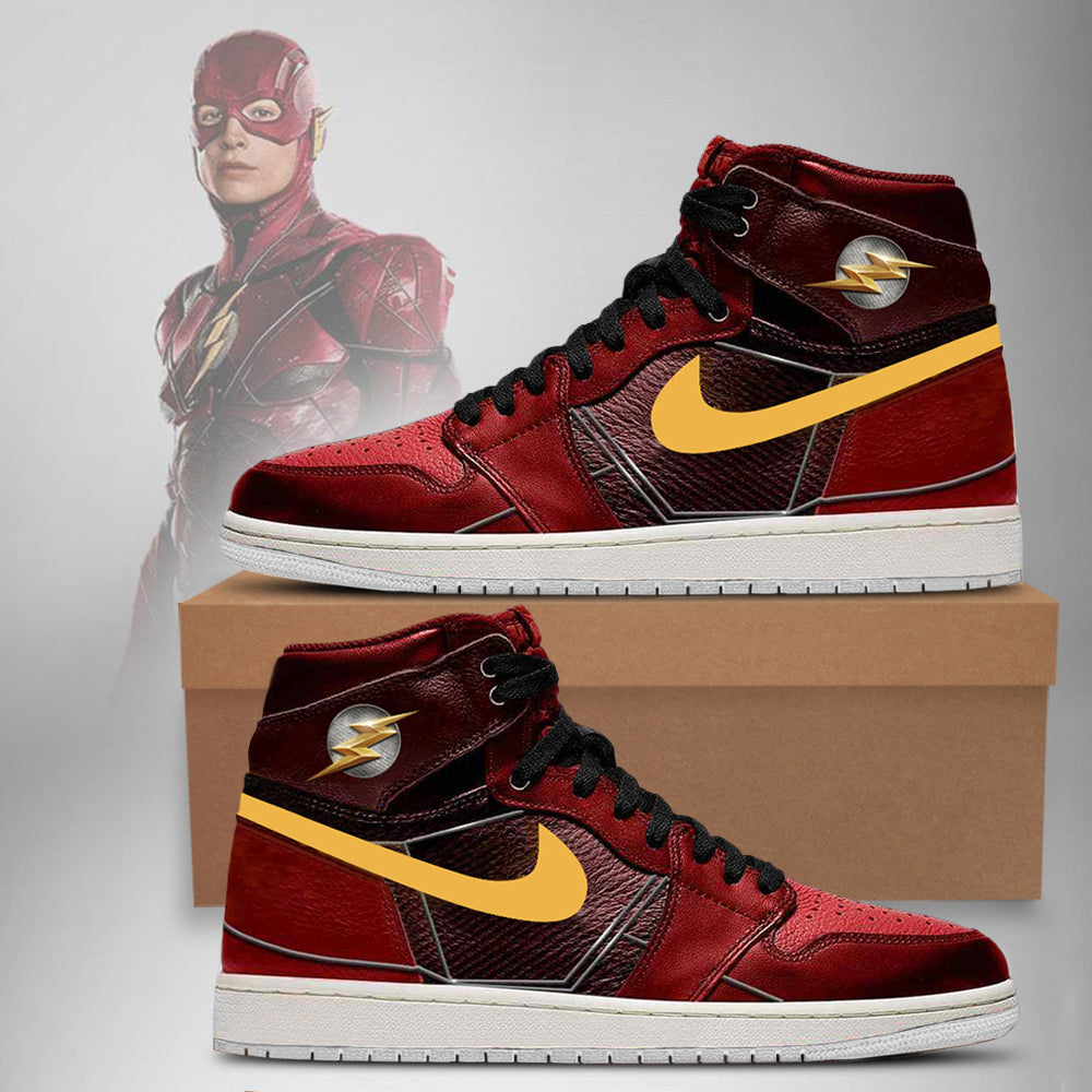 Ideafootwear DC Justice League Flash AJ1 High Sneakers Shoes For Men And Women