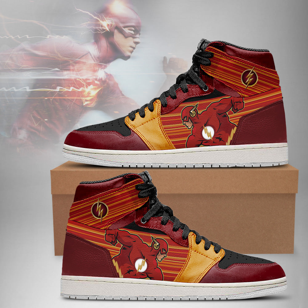 Ideafootwear DC Justice League Flash AJ1 High Sneakers Shoes For Men And Women