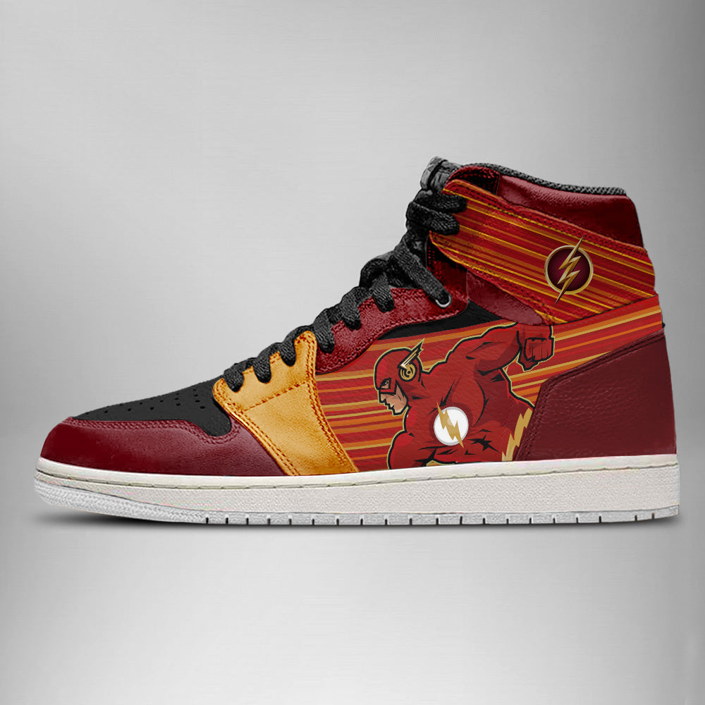 Ideafootwear DC Justice League Flash AJ1 High Sneakers Shoes For Men And Women