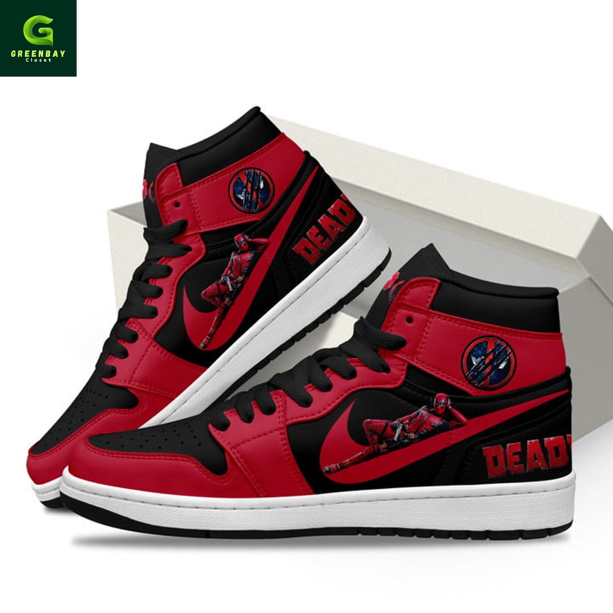 Ideafootwear Deadpool AJ1 High Sneakers Shoes For Men And Women