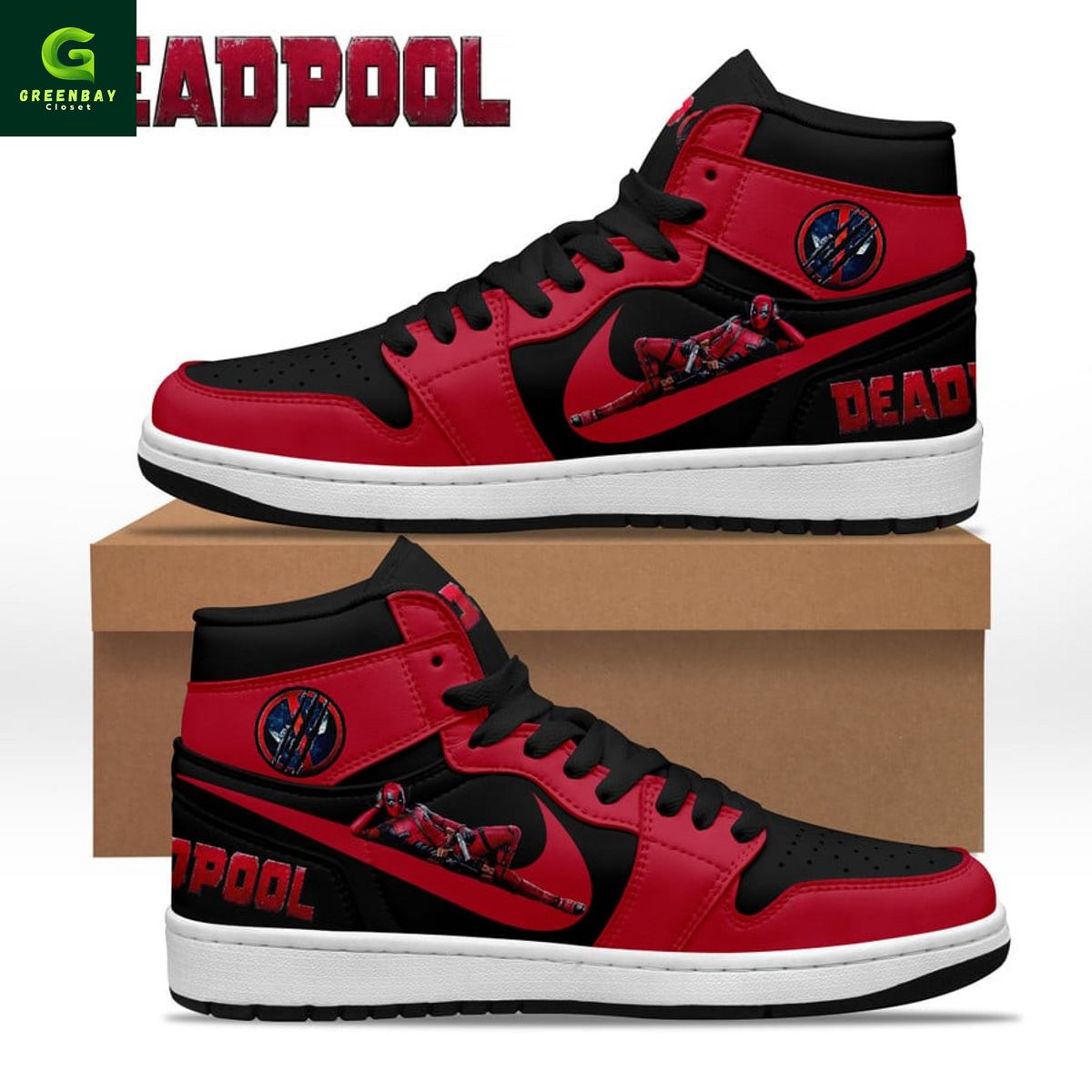 Ideafootwear Deadpool AJ1 High Sneakers Shoes For Men And Women
