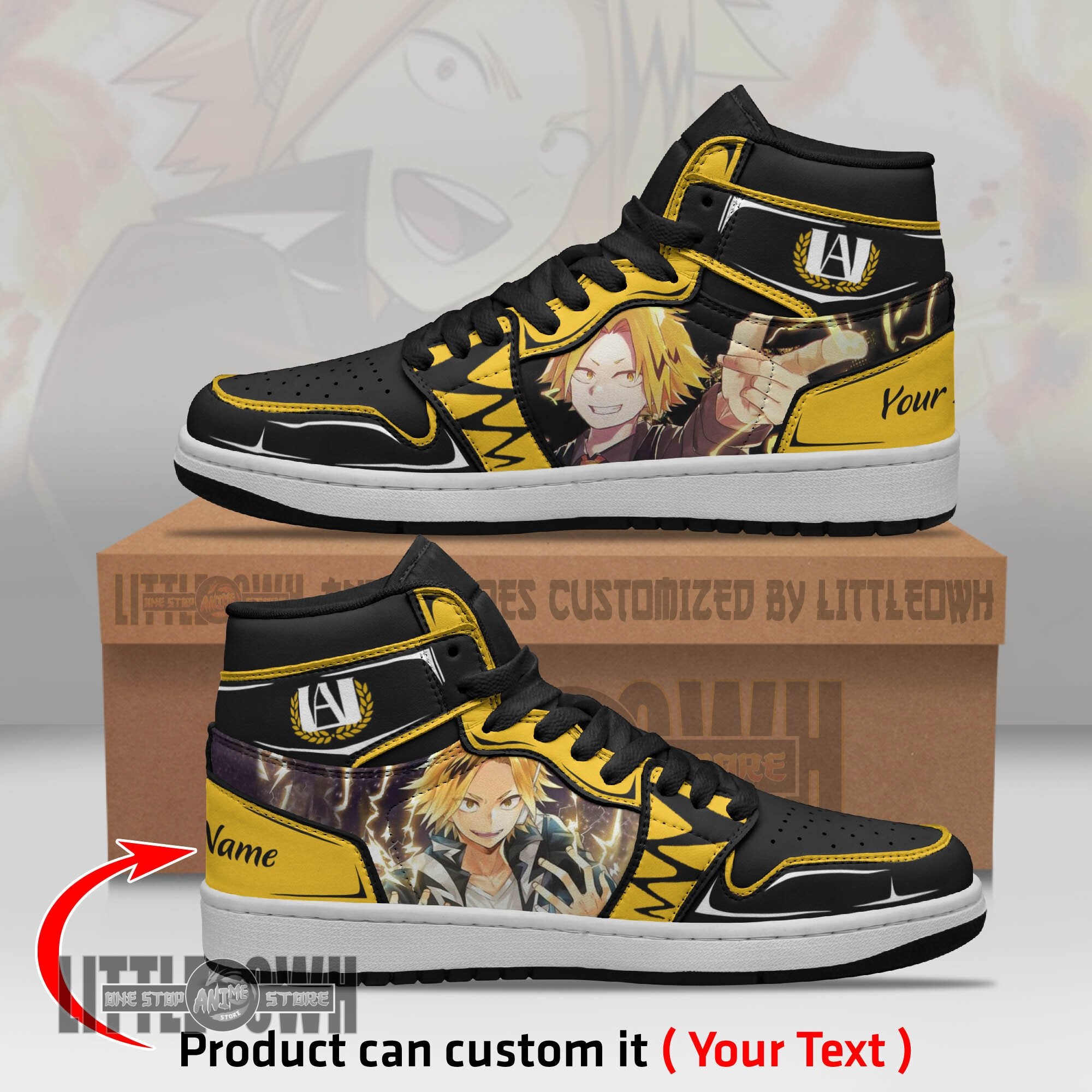 Ideafootwear Denki Kaminari AJ1 High Sneakers Shoes For Men And Women