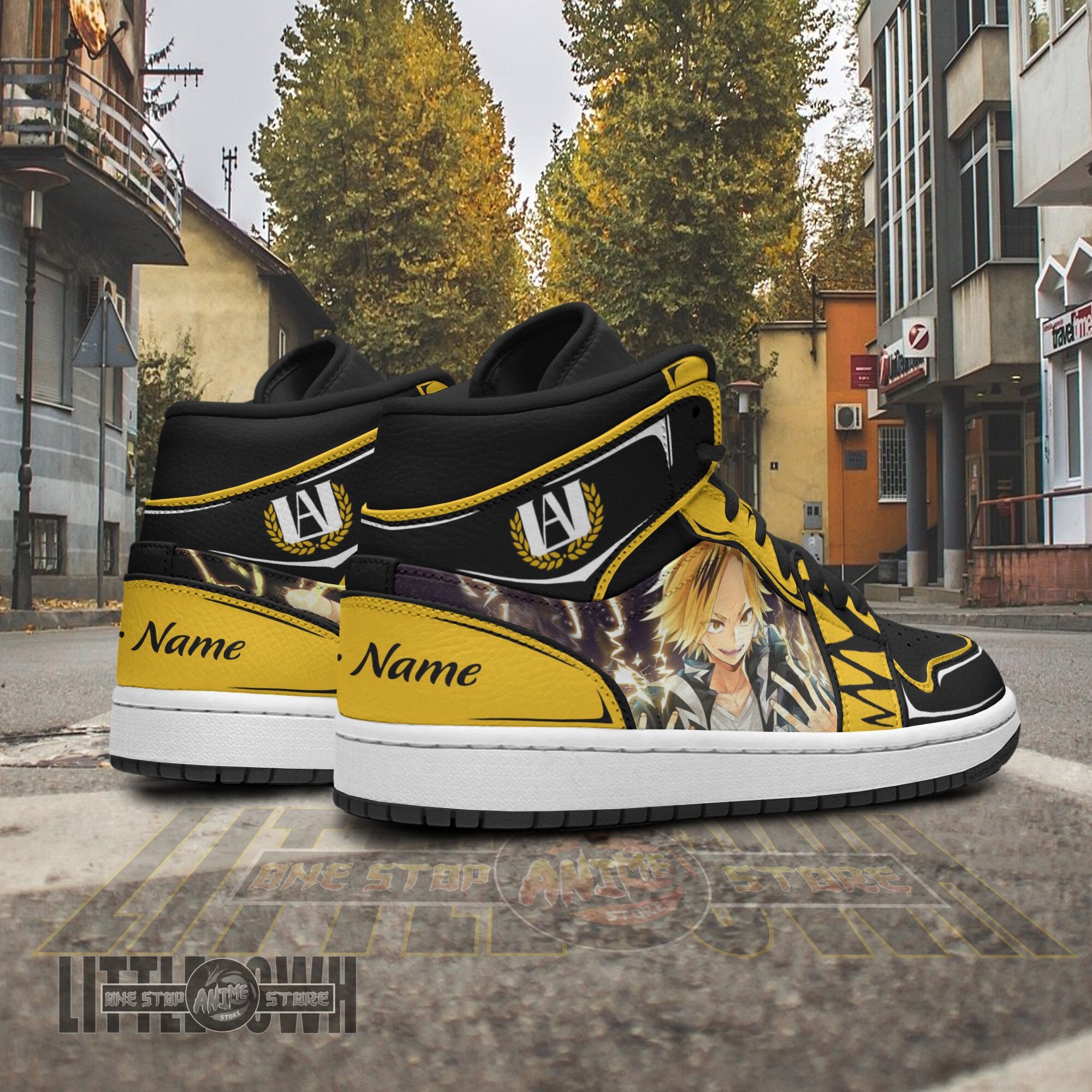Ideafootwear Denki Kaminari AJ1 High Sneakers Shoes For Men And Women