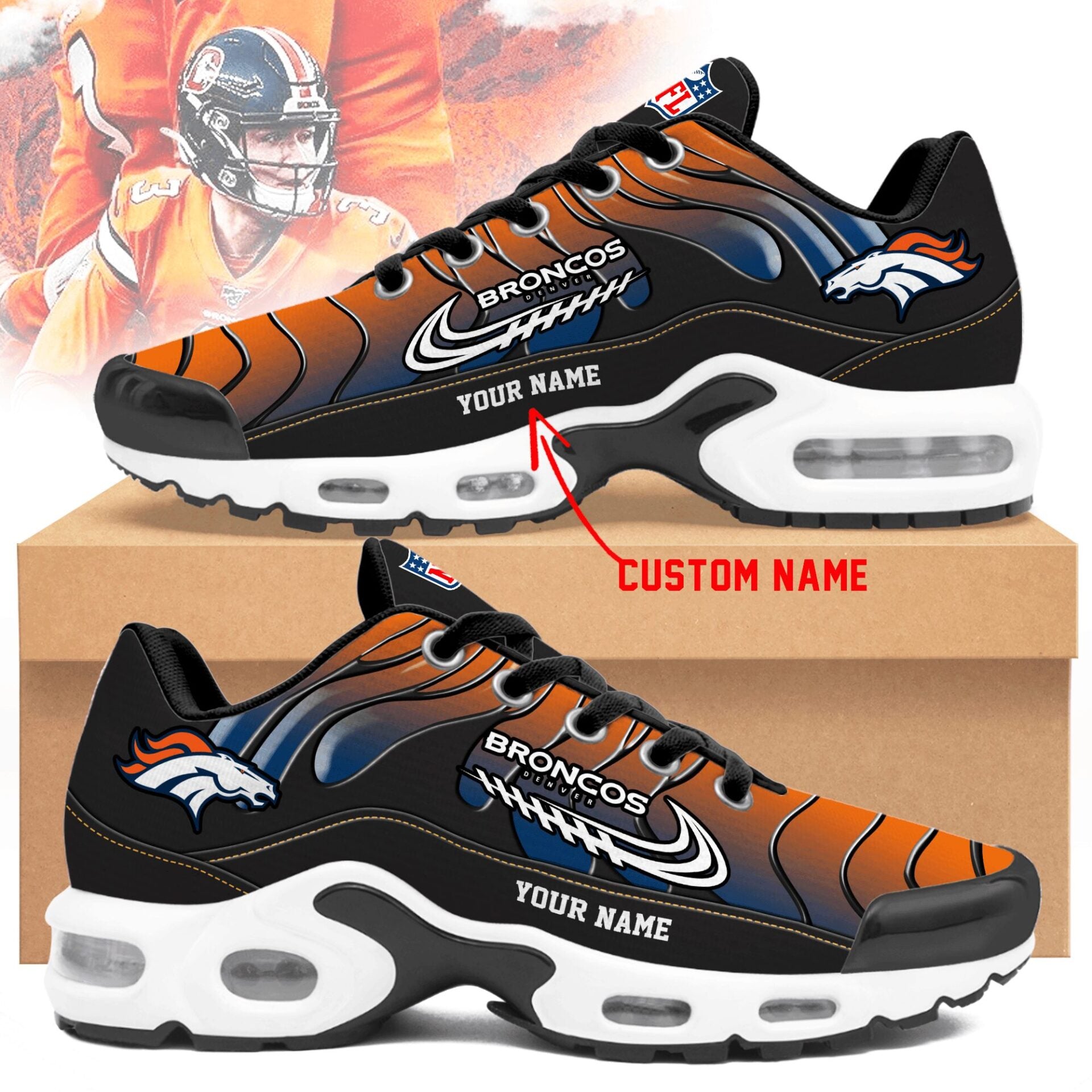 Ideafootwear Denver Broncos TN Shoes Sneakers For Men And Women