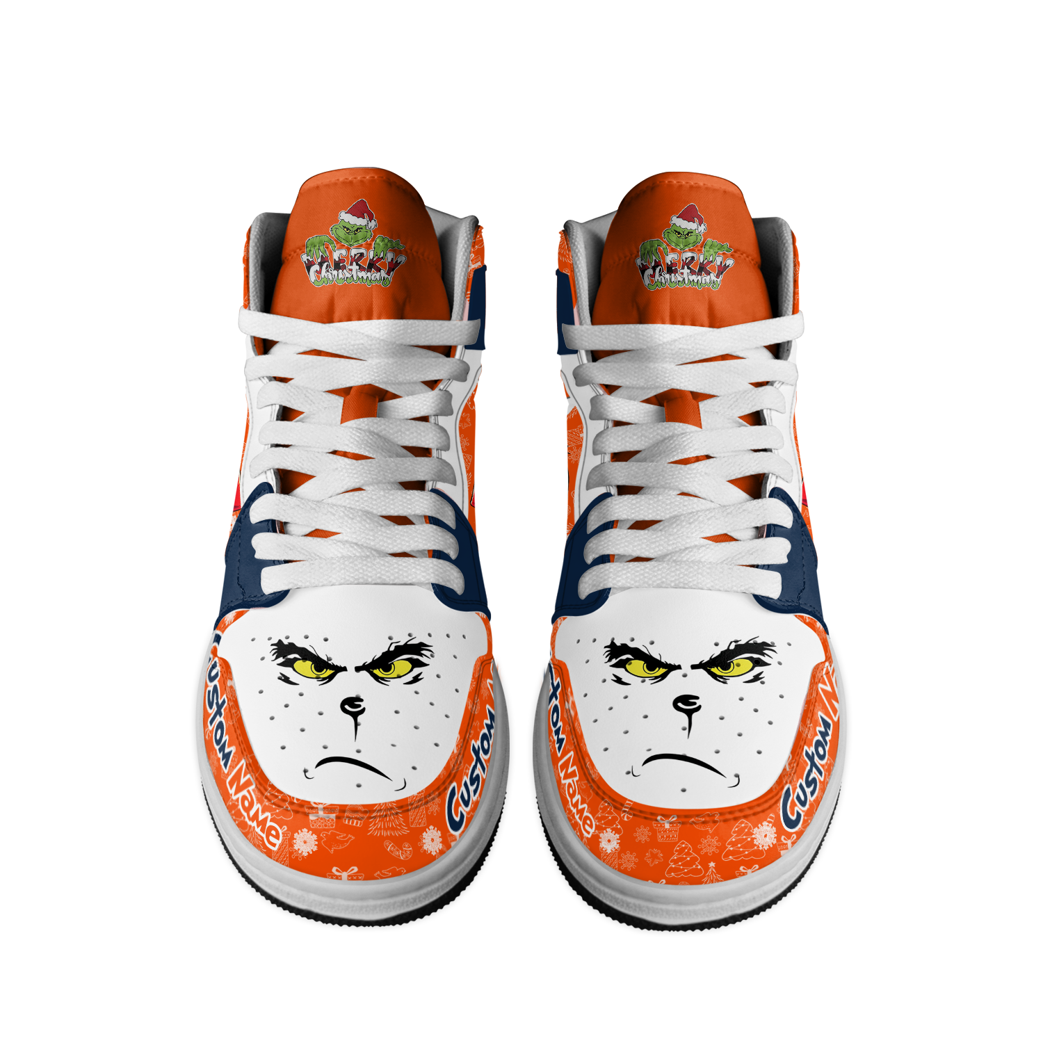 Ideafootwear Denver Broncos x The Grinch x Christmas AJ1 High Sneakers Shoes For Men And Women