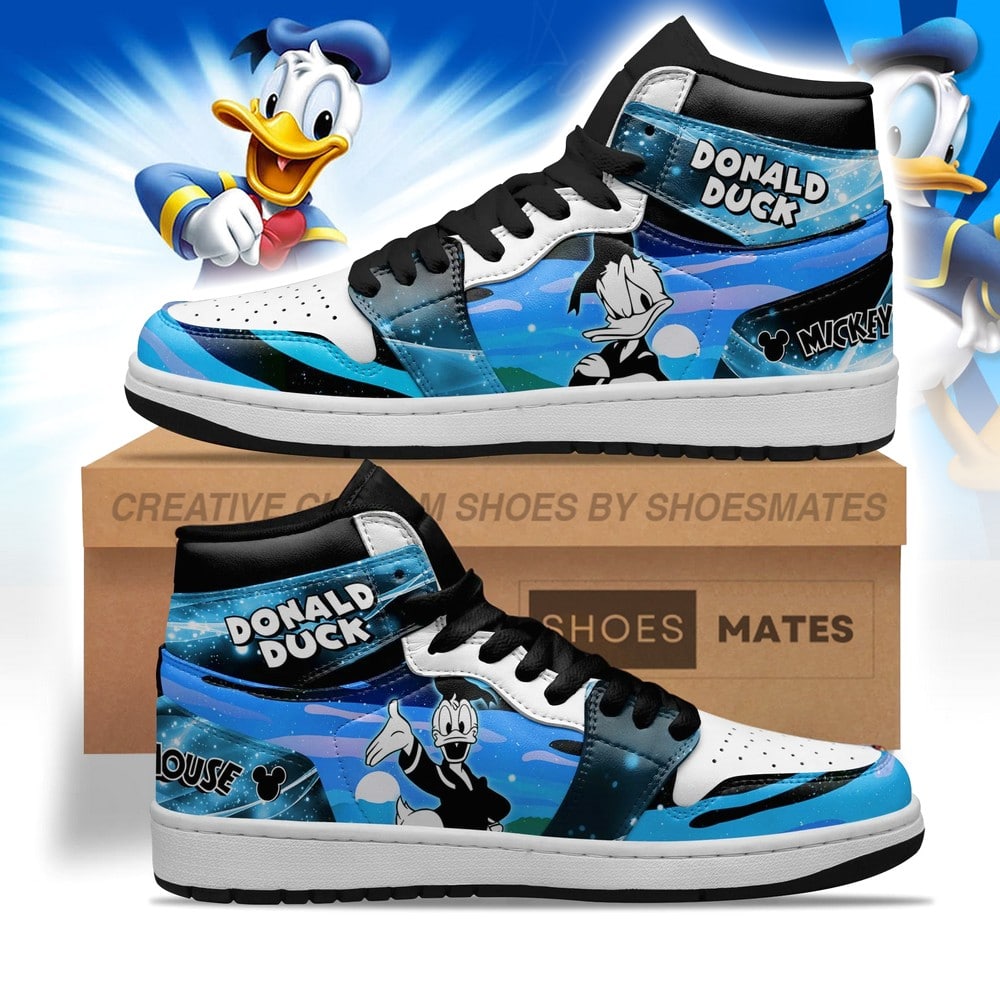 Ideafootwear Donald Duck AJ1 High Sneakers Shoes For Men And Women