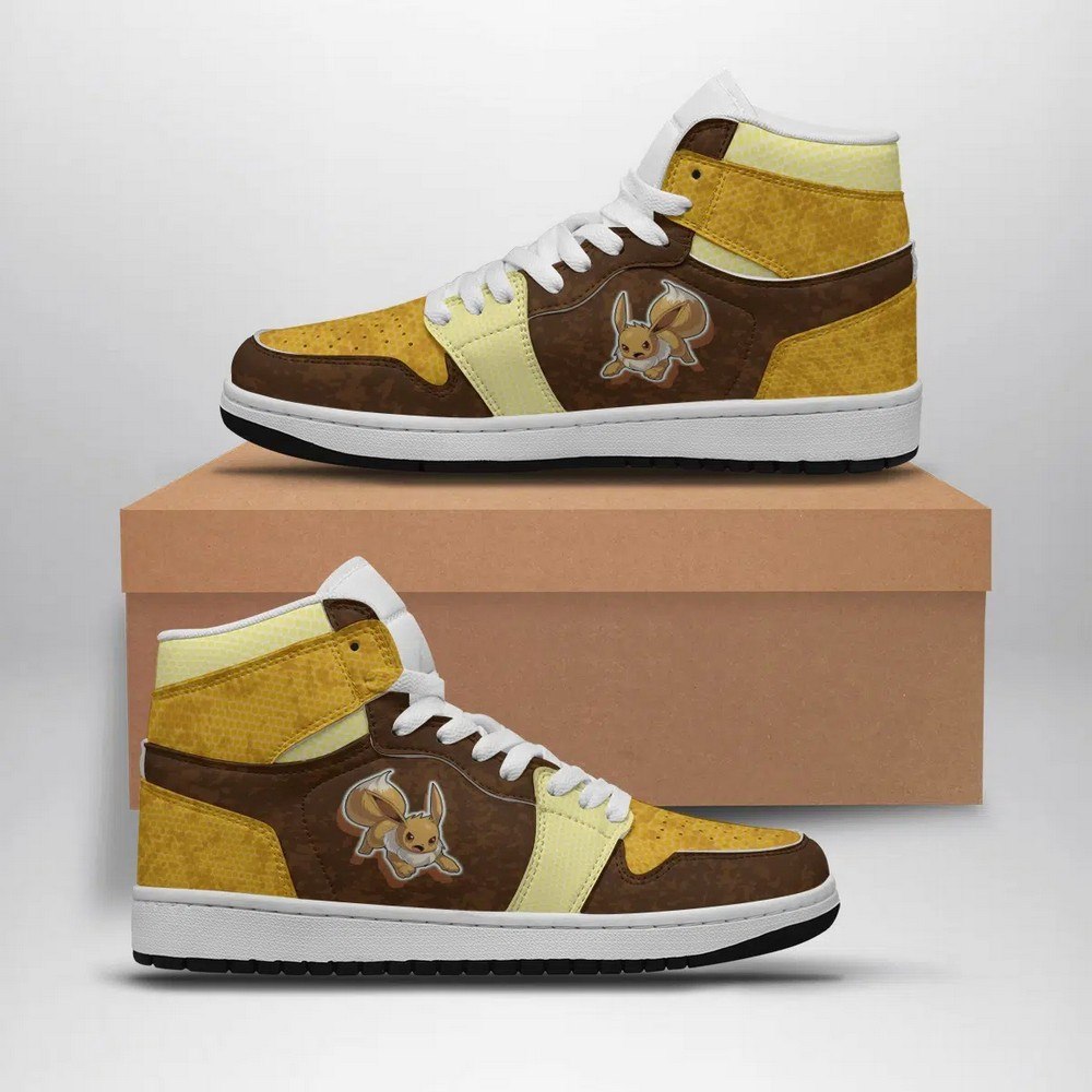 Ideafootwear Eevee Attack Pokemon AJ1 High Sneakers Shoes For Men And Women