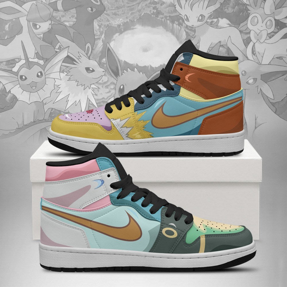 Ideafootwear Eevee Evolutions AJ1 High Sneakers Shoes For Men And Women