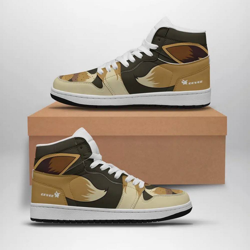 Ideafootwear Eevee Pokemon AJ1 High Sneakers Shoes For Men And Women
