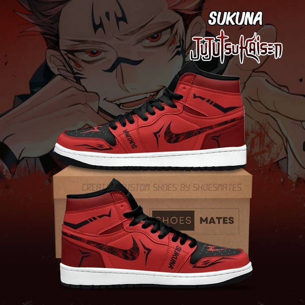 Ideafootwear Embrace Cursed Power with Sukuna AJ1 High Sneakers Shoes For Men And Women