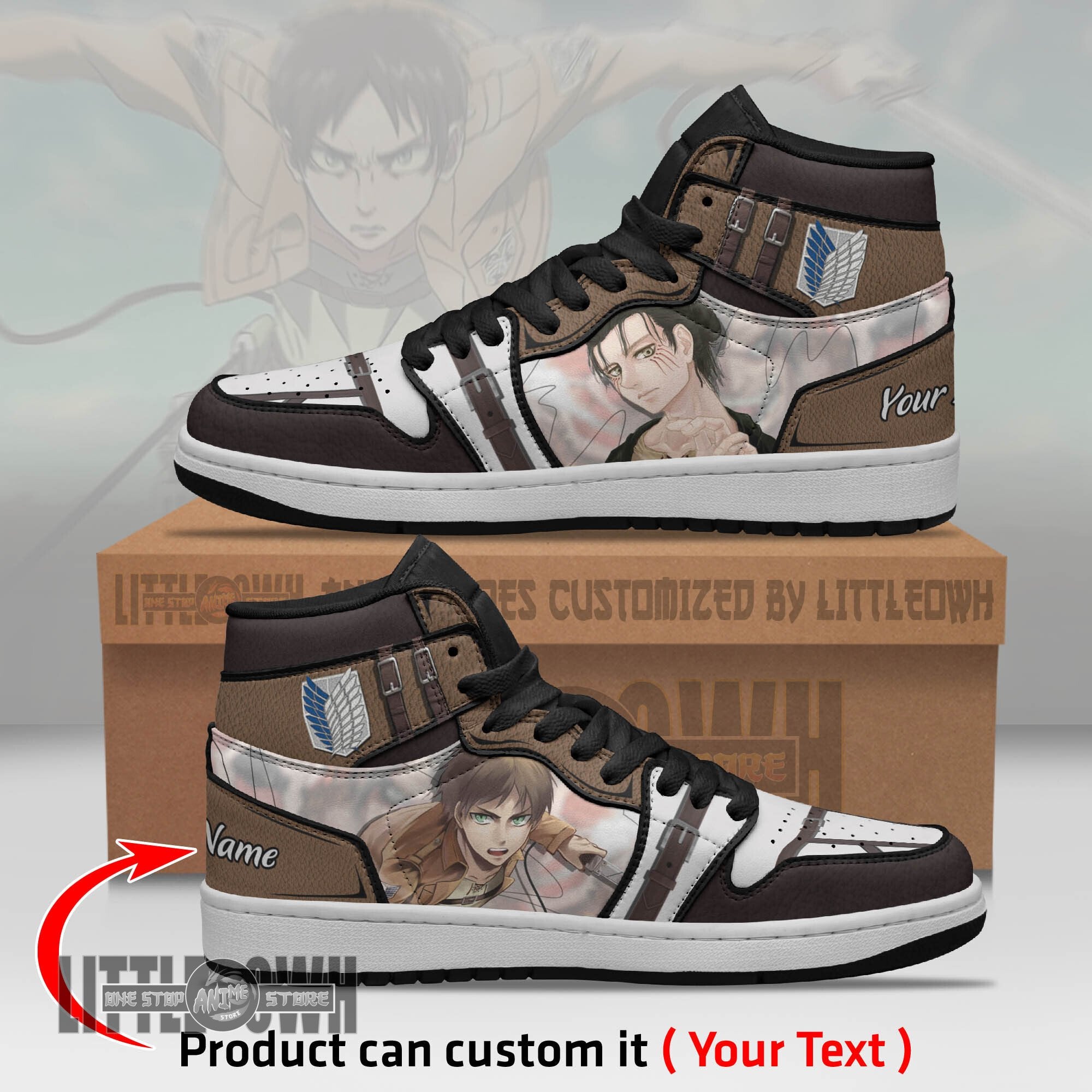 Ideafootwear Eren Yeager AJ1 High Sneakers Shoes For Men And Women
