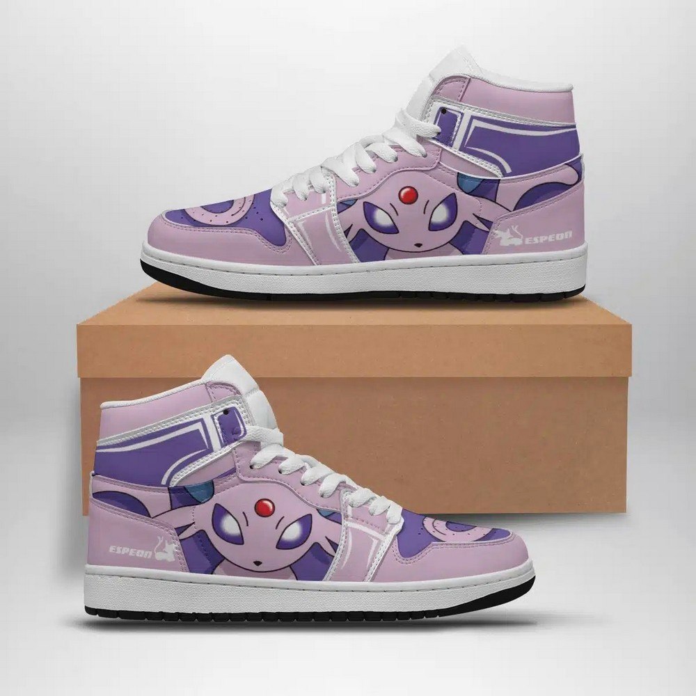 Ideafootwear Espeon Pokemon AJ1 High Sneakers Shoes For Men And Women
