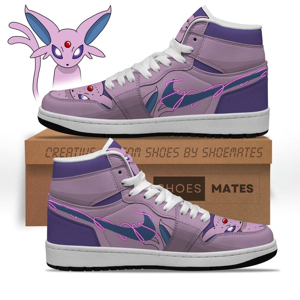 Ideafootwear Espeon Pokemon AJ1 High Sneakers Shoes For Men And Women