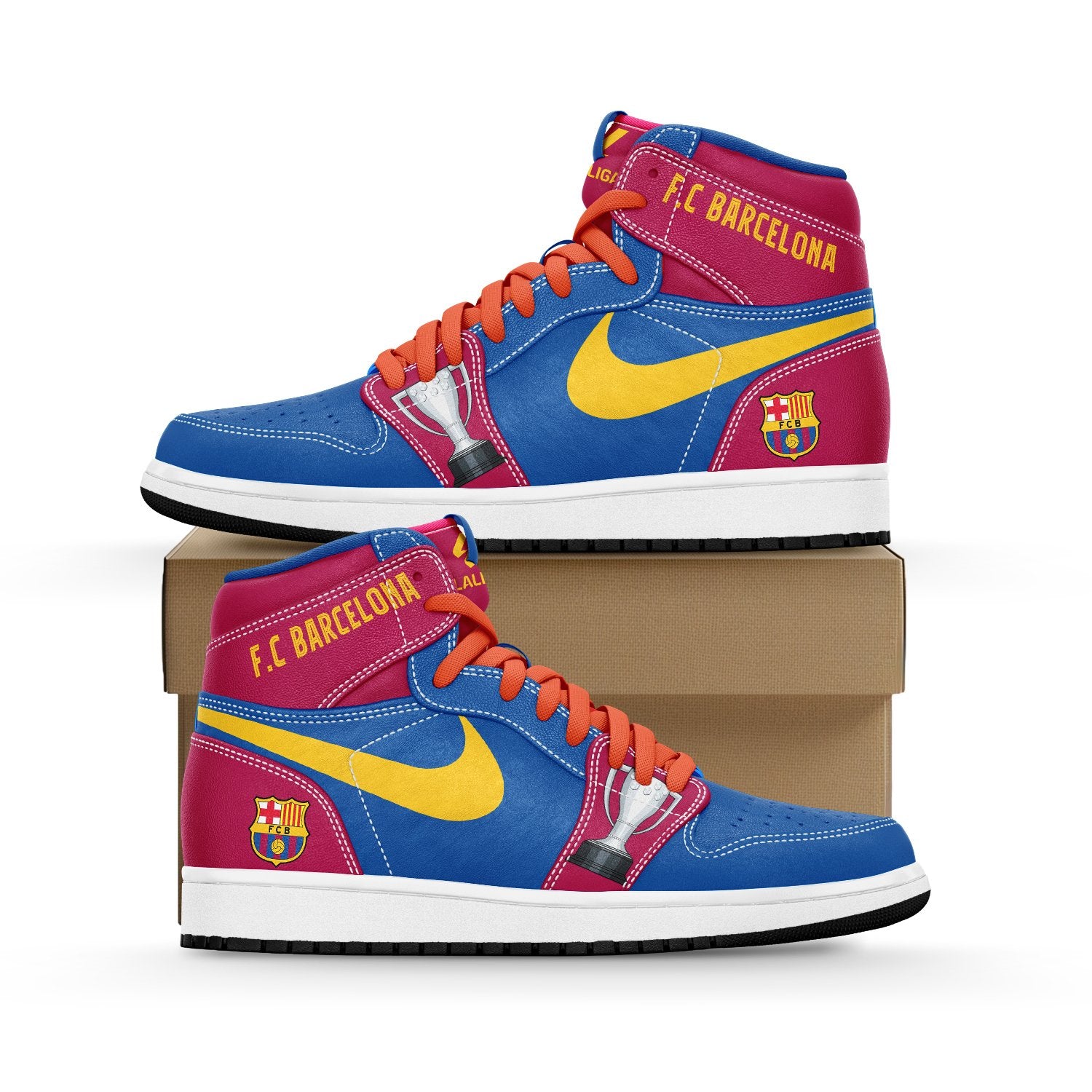 Ideafootwear FC Barcelona AJ1 High Sneakers Shoes For Men And Women