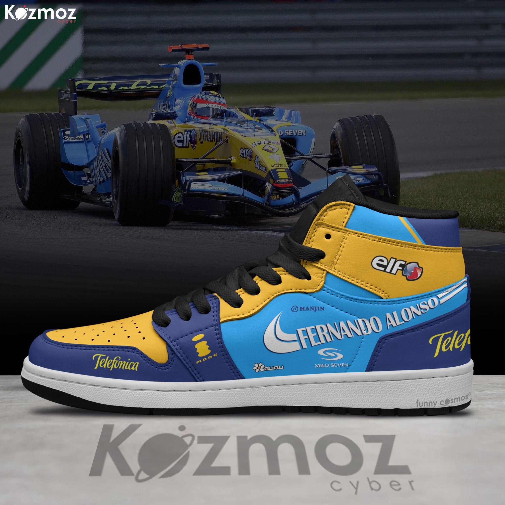 Ideafootwear Fernando Alonso AJ1 High Sneakers Shoes For Men And Women
